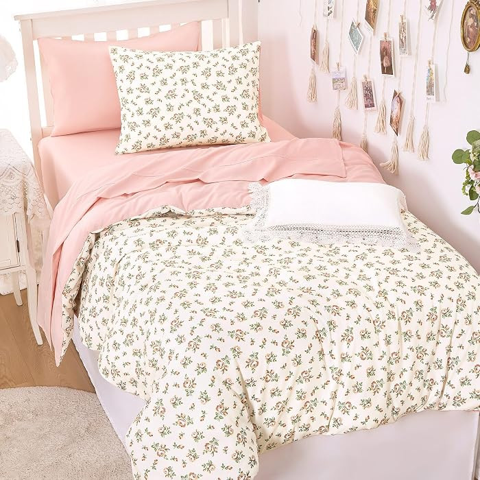 Wake In Cloud - Floral Comforter Set, Coquette Cottagecore Aesthetic Flower Shabby Chic Pattern f... | Amazon (US)