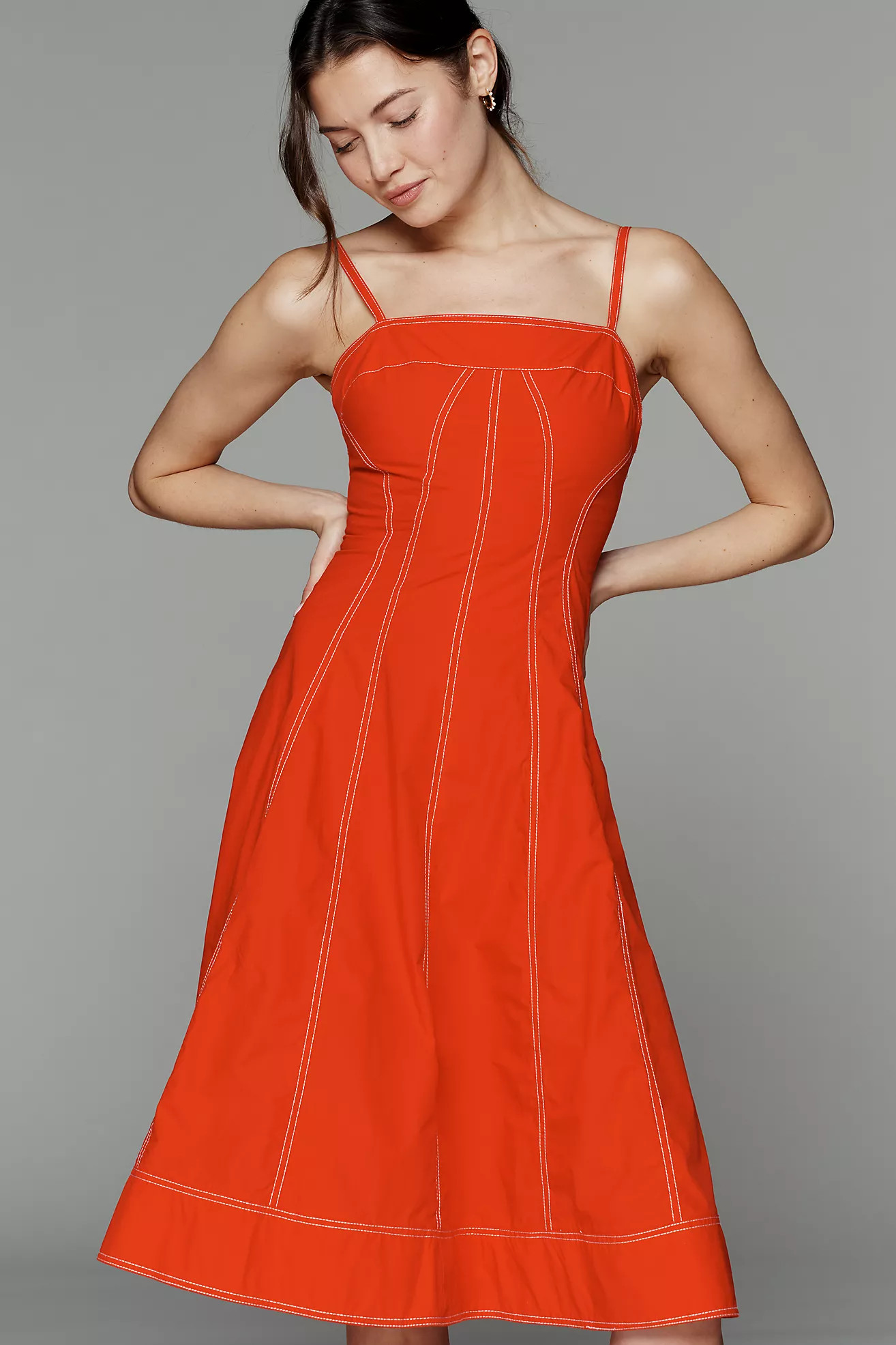 Marin Cotton Poplin Midi Dress by Pilcro | Anthropologie (US)