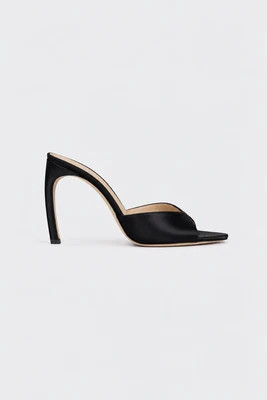 Victoria Beckham Harlow Open Toe Mule 100 Black Satin - 36 - Womens | Victoria Beckham UK