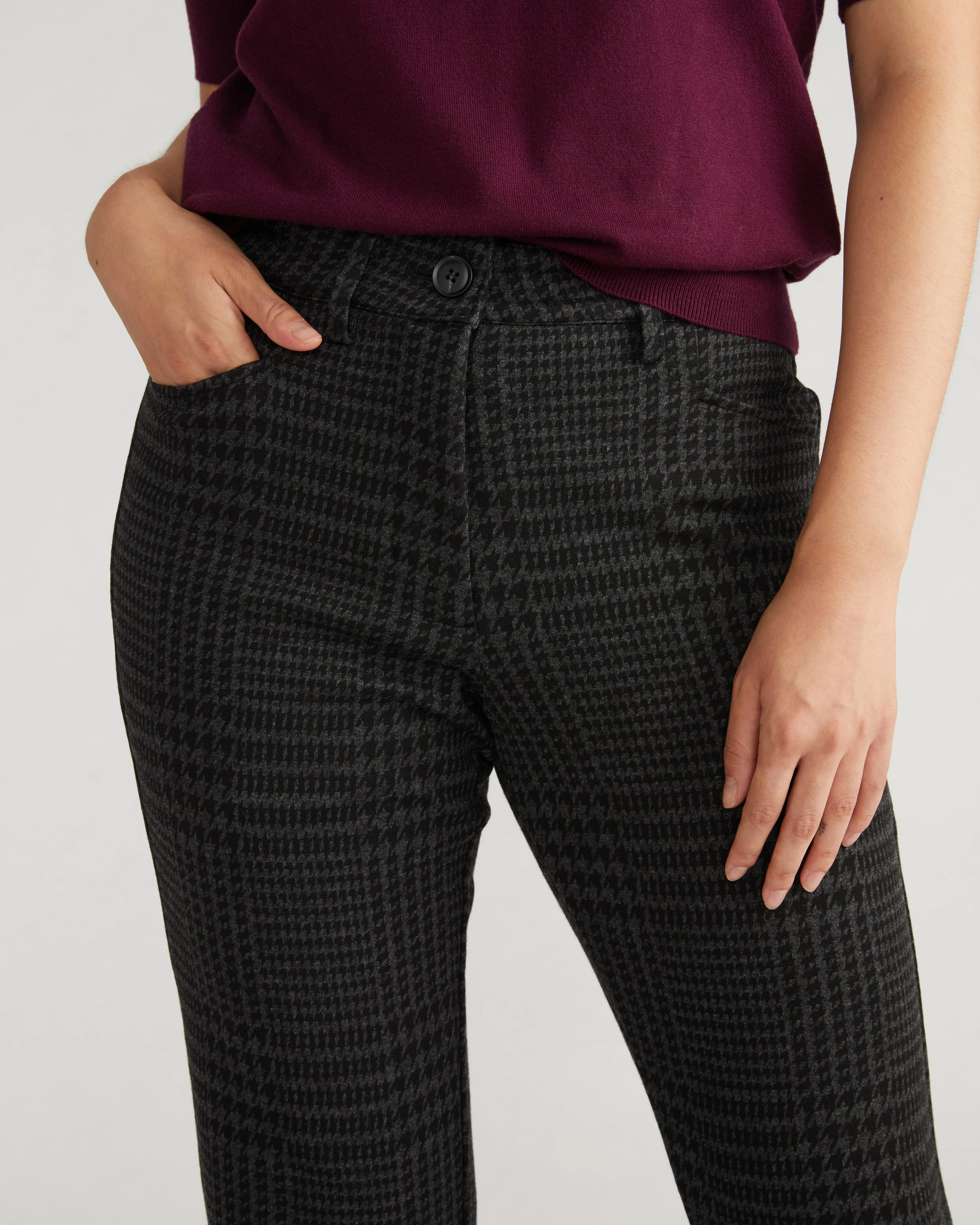 Cigarette Ponte Pants - Storm Houndstooth | Universal Standard