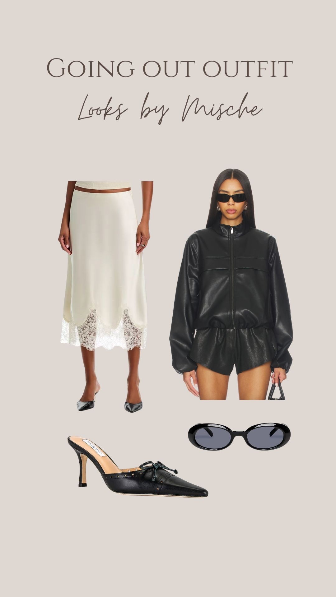 The perfect going out look! Pair a lace skirt with leather jacket for a perfect Spring transition look ✨