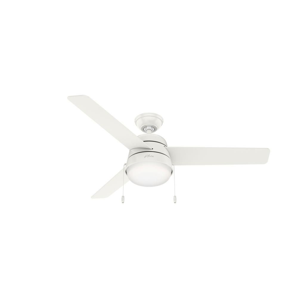 Hunter Aker 52 in. LED Indoor Fresh White Ceiling Fan with Light Kit | The Home Depot