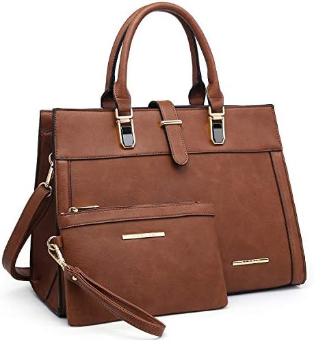 Women's Handbag Flap-over Belt Shoulder Bag Top Handle Tote Satchel Purse Work Bag w/Matching Wri... | Amazon (US)