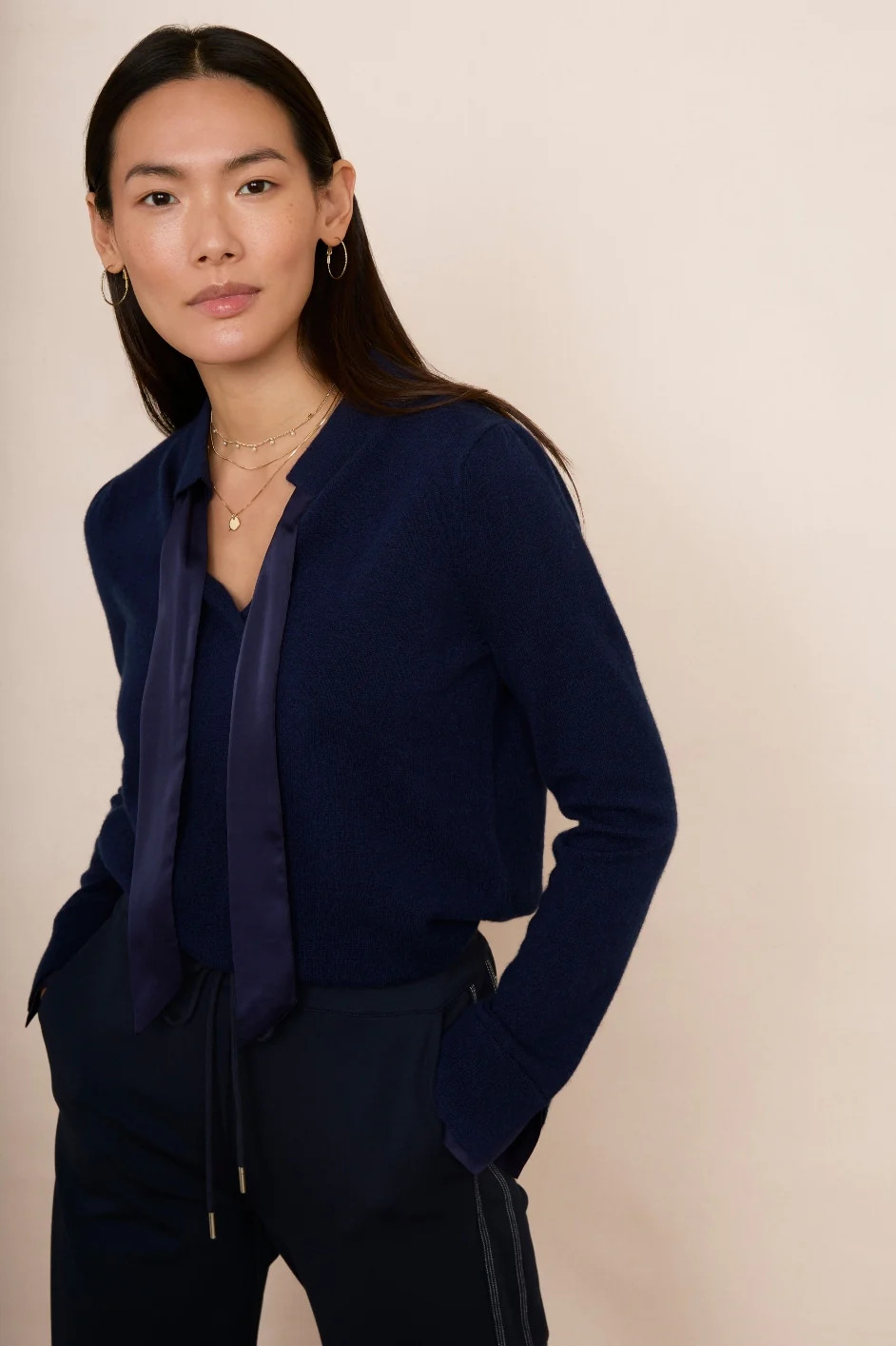 Alora Tie Detail Jumper - Midnight | WYSE London