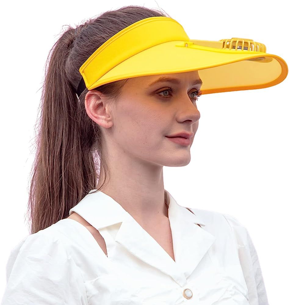 Sun Visor Hats with Fan-Three Temp Settings-Large Area Sun Protection,Visors for Women/Men/Kids,Adju | Amazon (US)