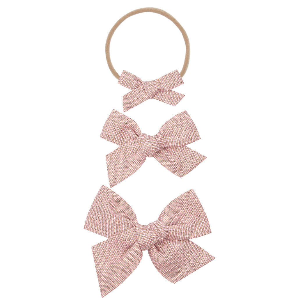 Linen Bow - Metallic Rose Headband | Lou Lou & Company