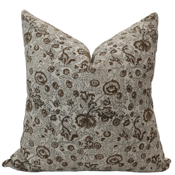 Chocolate Flower Block Print Pillow Cover | Hackner Home (US)