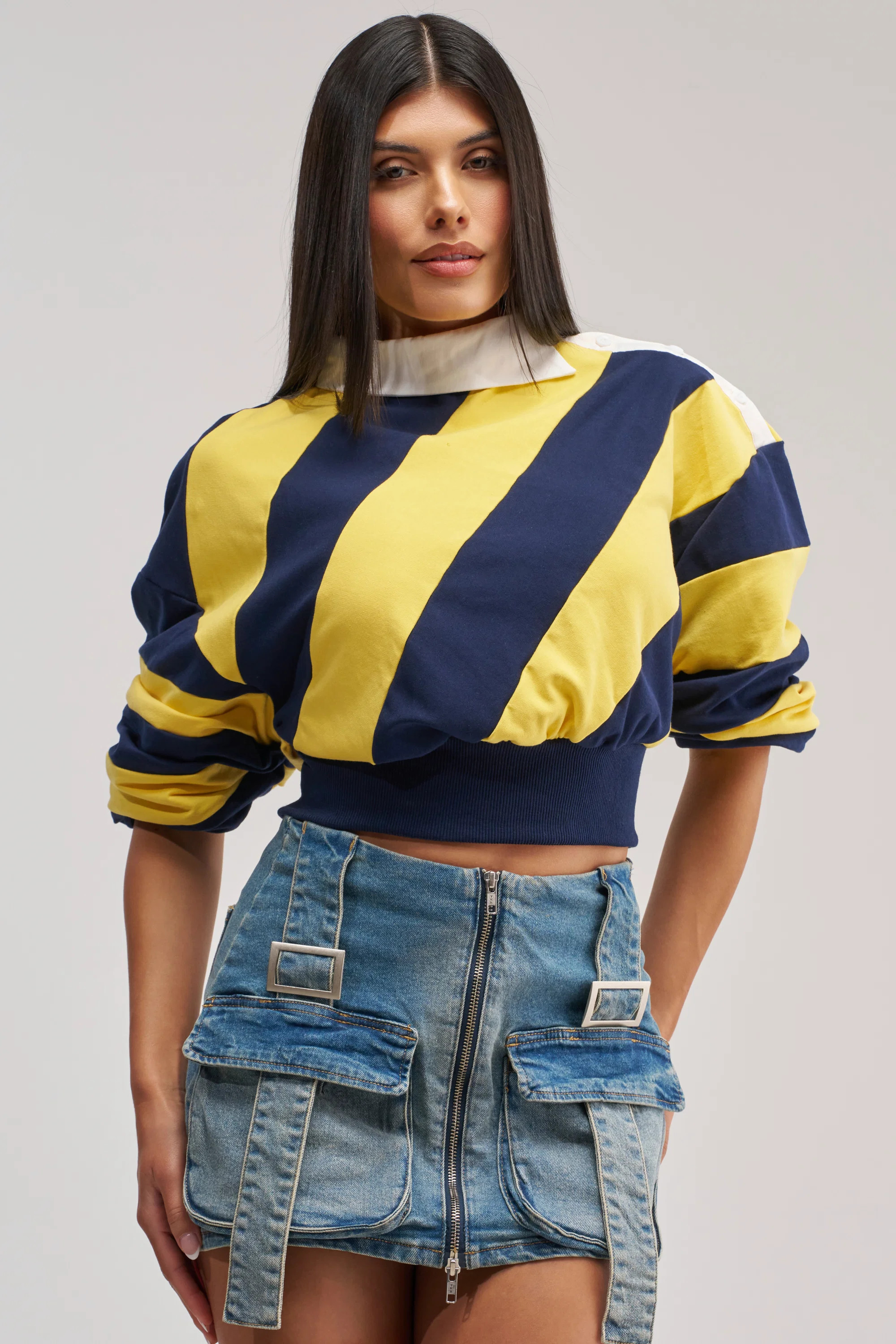 JULIANA STRIPE SWEATSHIRT IN YELLOW | AKIRA