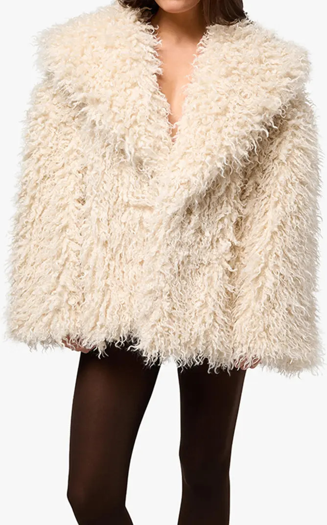 Shawl Collar Faux Fur Coat | Nordstrom