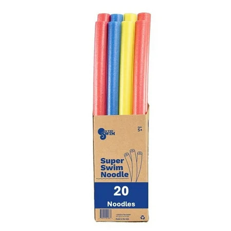 In The Swim 20-Pack, 3-Inch Diameter Jumbo Pool Noodles – Soft Large Foam Noodles for Extra Buoyancy - Floating Training Device, Exercise Aid, Pool Toy - 50 Inches Long - 3 Assorted Colors 1056481 | Walmart (US)