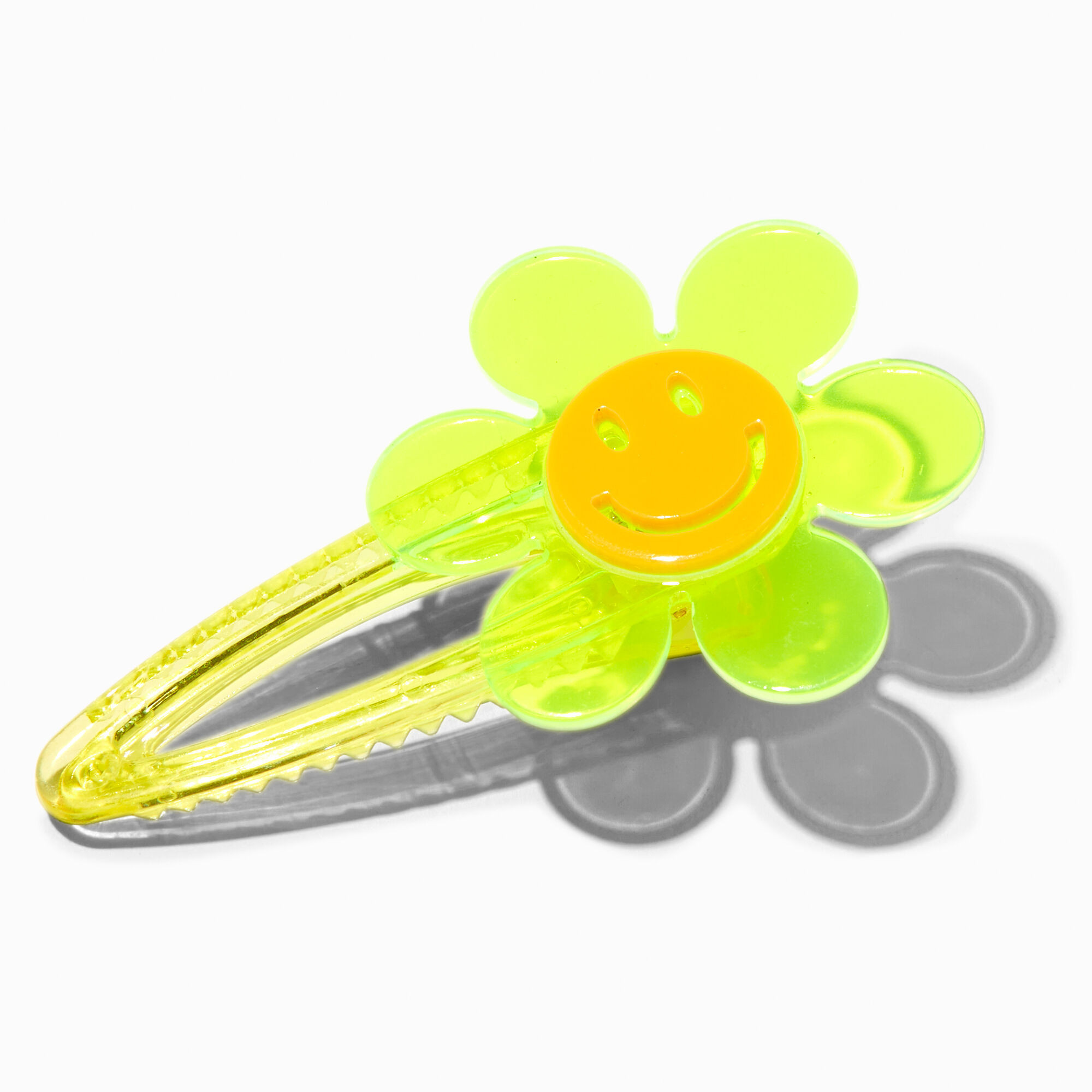 Smiling Neon Green Daisy Snap Hair Clip | Claire's (US)