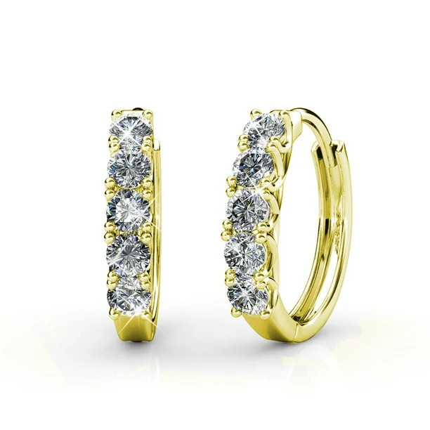 Cate & Chloe Bethany Strong White Gold Hoop Earrings, 18k Gold Hoop Earrings with Large Swarovski... | Walmart (US)