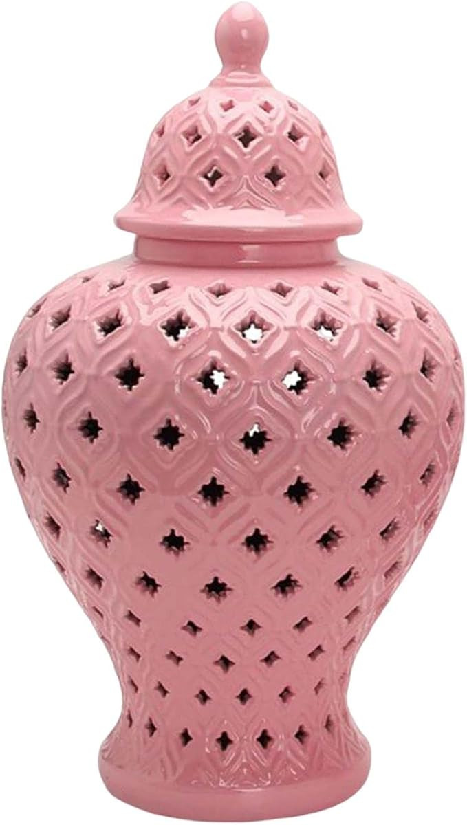 WeiLaiKeQi Ceramic Ginger Jar, Light Luxury Collectable Decorative Lattice Flower Vase for Orname... | Amazon (US)
