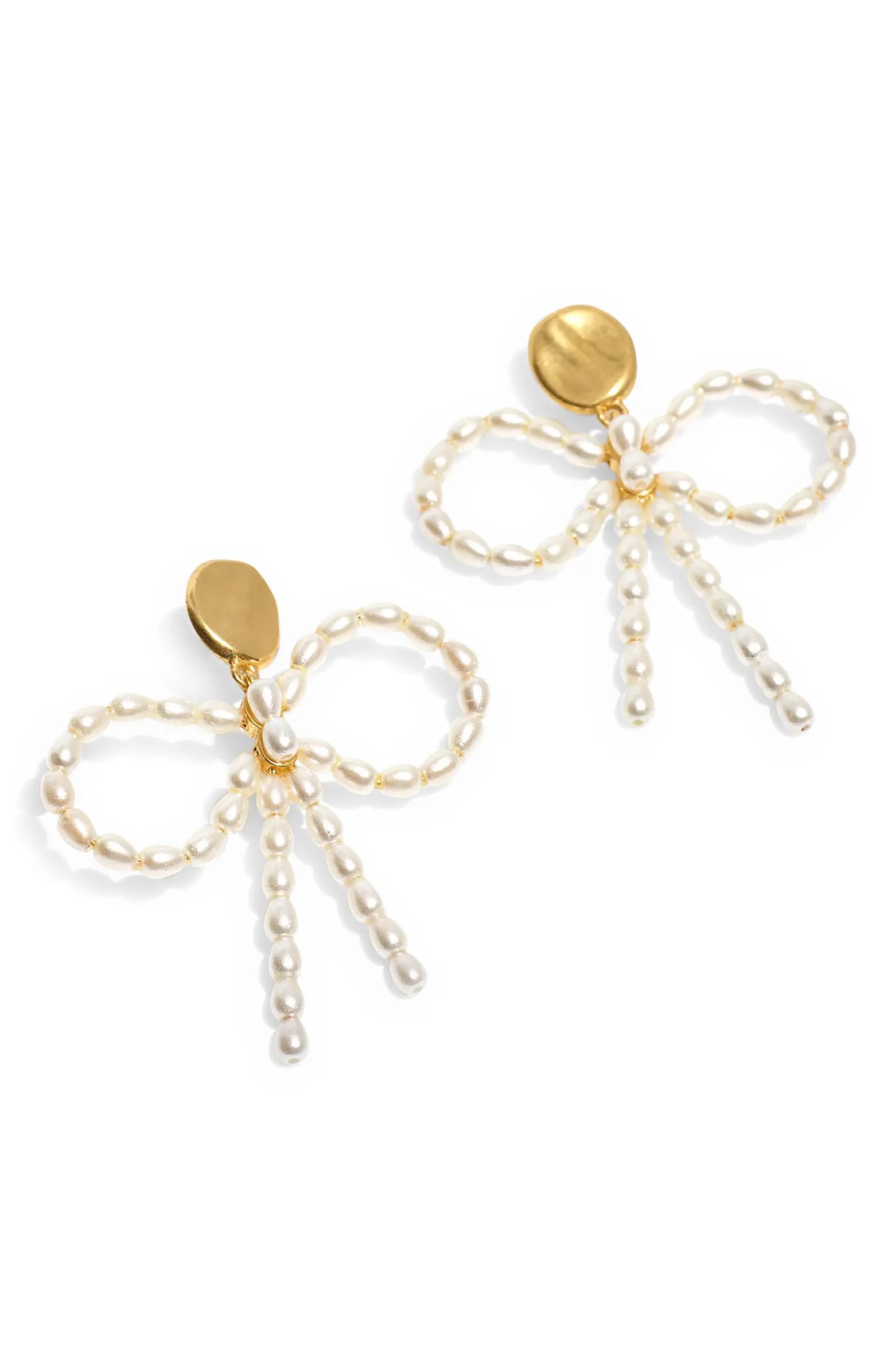 Freshwater & Imitation Pearl Bow Statement Earrings | Nordstrom