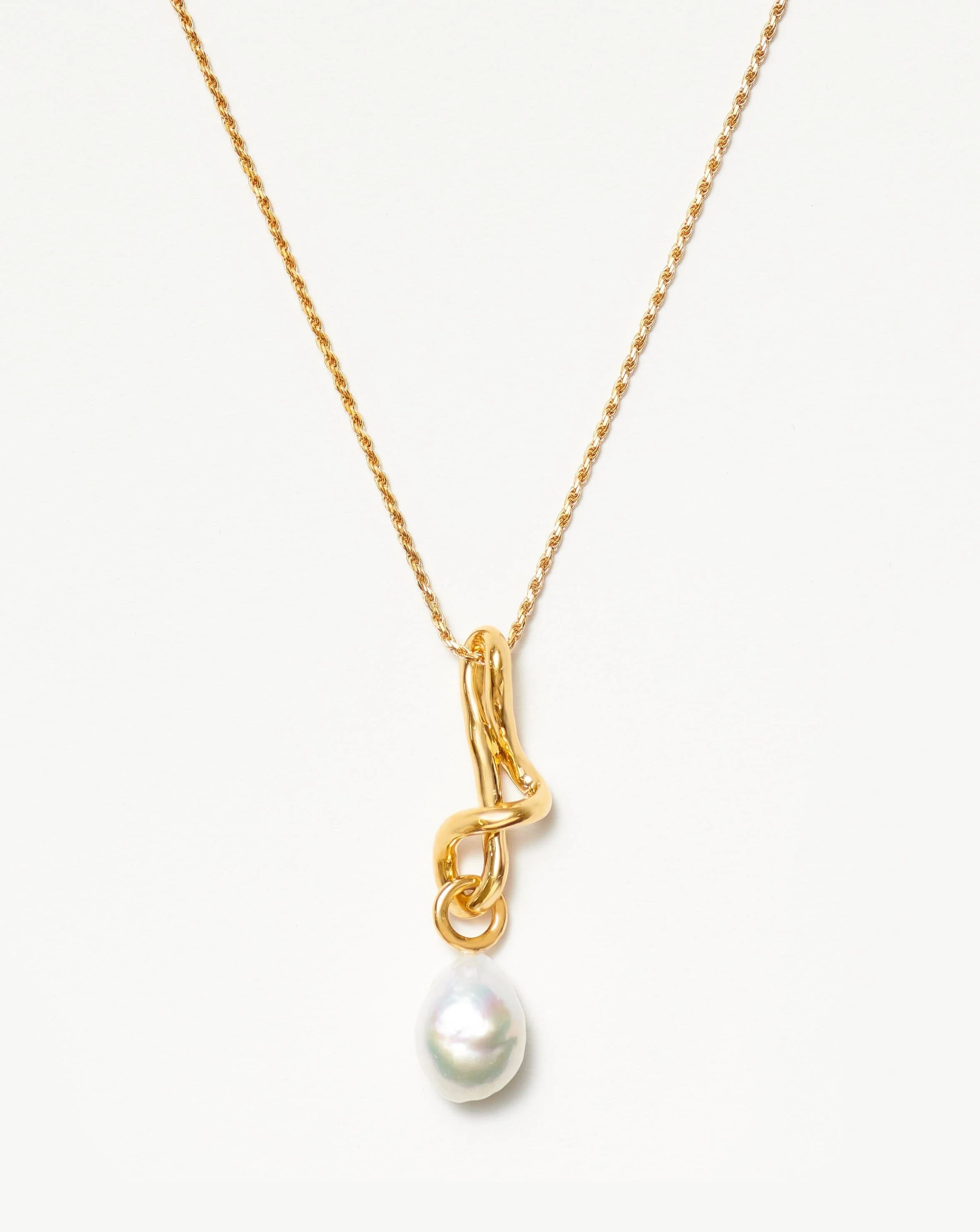 Molten Baroque Pearl Drop Pendant Necklace | 18ct Gold Plated/Pearl | Missoma