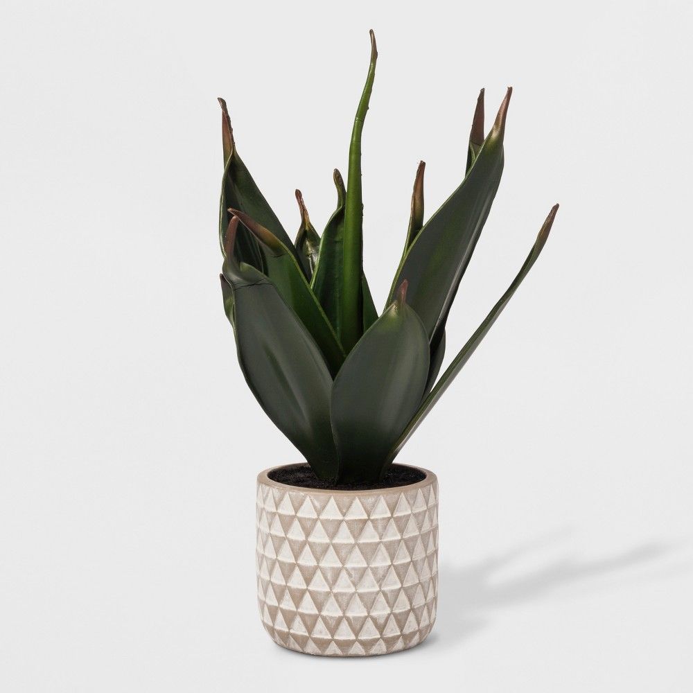 Faux Plant in Geometric Print Cement Pot - Project 62, Green | Target
