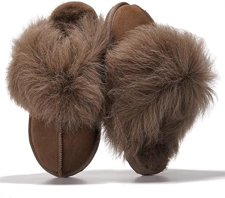 Project Cloud Genuine Leather Slippers for Women with Genuine Fur Lining, Non-Slip Indoor/Outdoor... | Amazon (US)