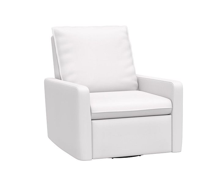 Paxton Power Swivel Glider & Recliner, Classic Twill White | Pottery Barn Kids