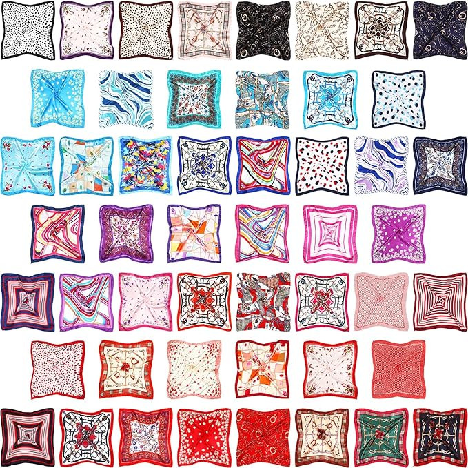 50 Pieces Mixed Set Satin Scarf Hair Scarf Womens Neck Head Scarf Scarves Bundle Set for Women Gi... | Amazon (US)