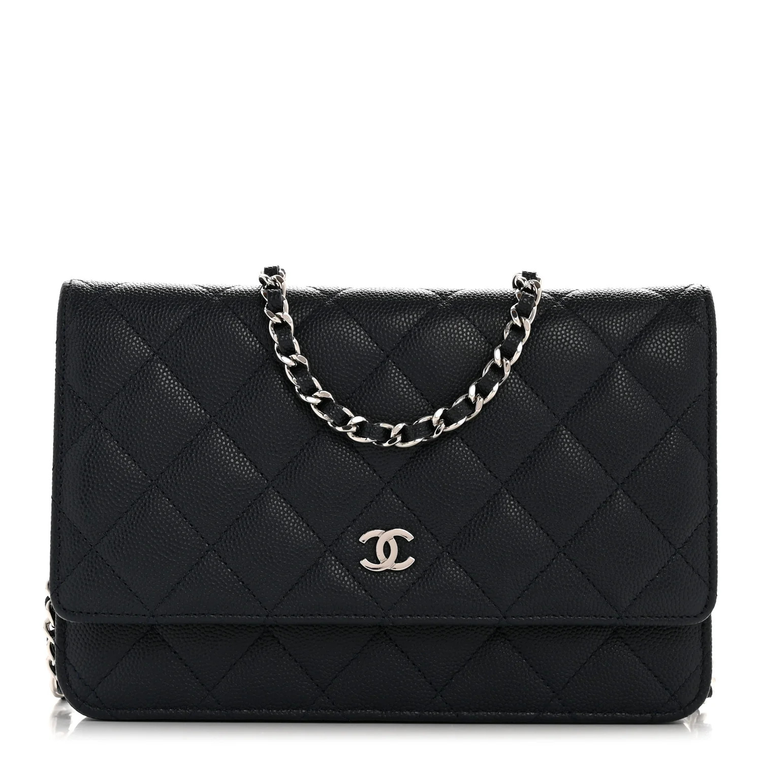 Chanel Caviar Quilted Wallet on Chain WOC Navy Blue | FASHIONPHILE (US)