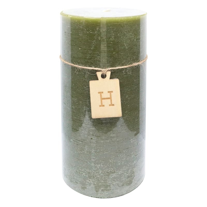 Green Unscented Pillar Candle, 4x8 | At Home
