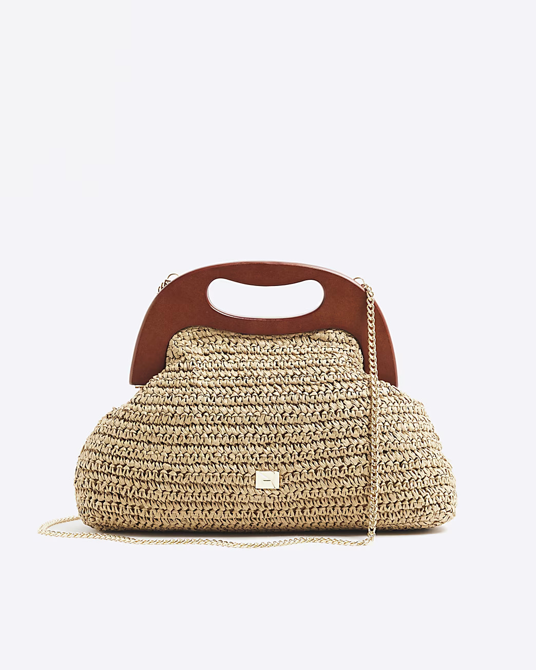 Beige Raffia Frame Clutch Bag | River Island UK & IE
