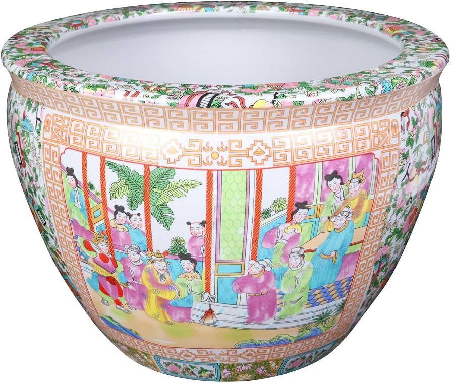 Rose Medallion Planter Fishbowl with Koi Fish 12 in | Amazon (US)