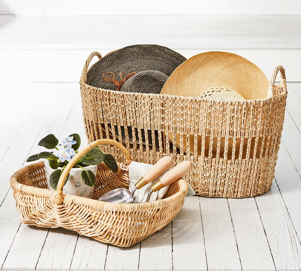 Julia Berolzheimer Mae Handwoven Rattan Baskets | Pottery Barn (US)