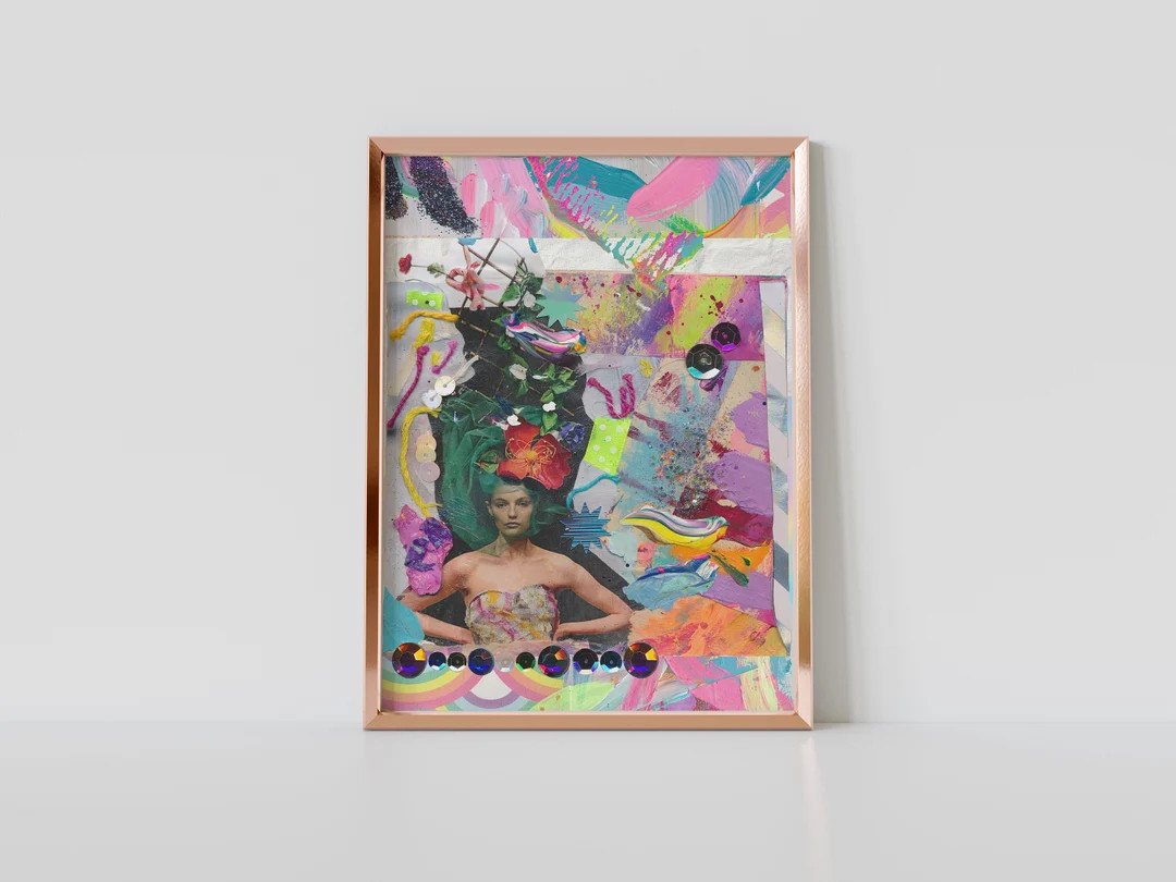 Fashion and Art Collage Art Print, Colorful Maximalist Wall Decor With a Funky Girly Aesthetic - ... | Etsy (US)