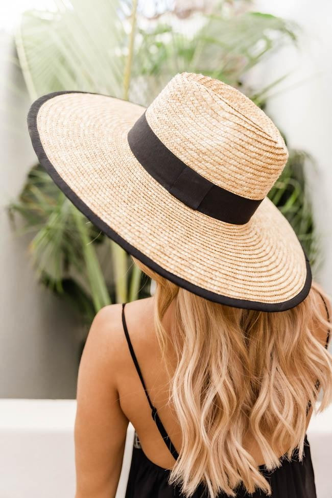 Sun Rays Black Band Straw Hat | The Pink Lily Boutique