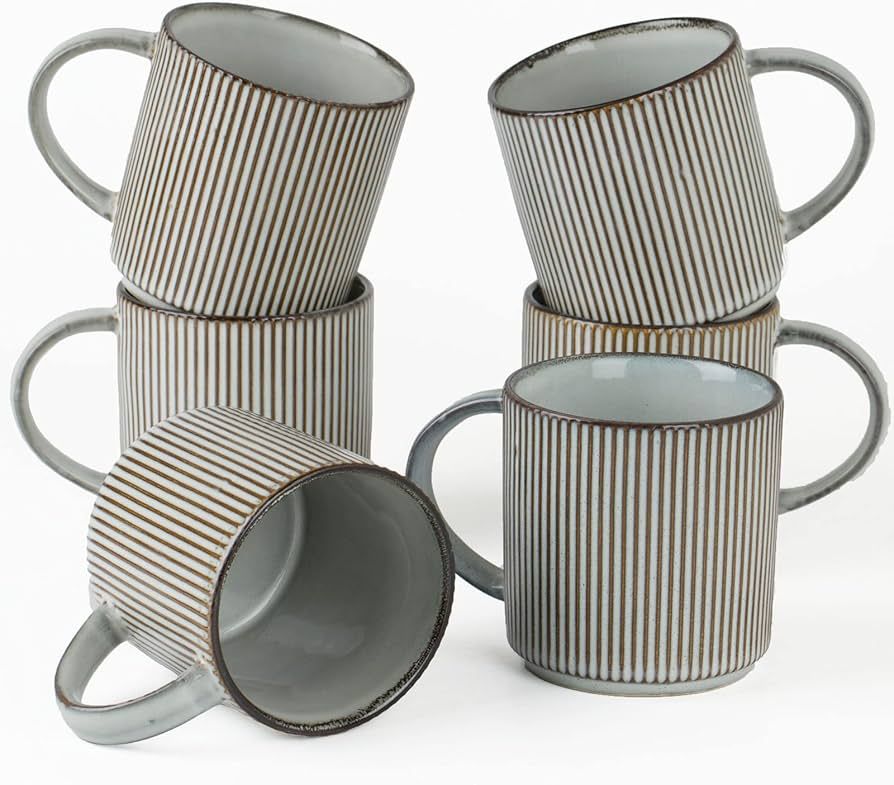 famiware Coffee Mug Set for 6, 12 oz Catering Mugs with Handle for Coffee, Tea, Cocoa, Milk, Smok... | Amazon (US)