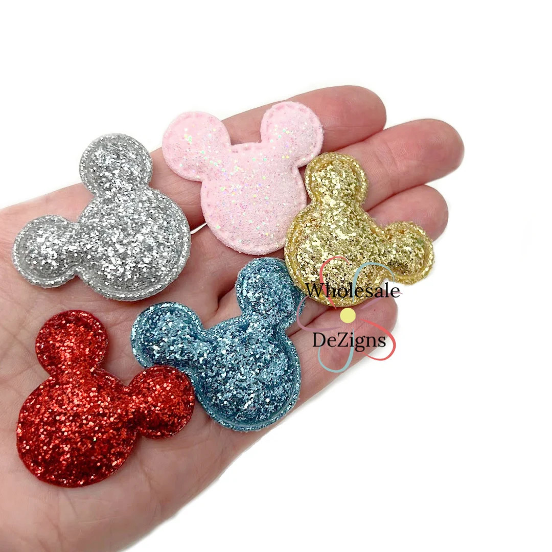 5 Glitter Mouse Heads Padded Appliques Fabric Back Embellishment 1.5 Puffy Glittery Embellishment... | Etsy (US)