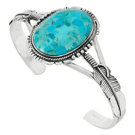 Turquoise Feather Bracelet for Women Sterling Silver 925 Genuine | Turquoise Network | B5550-C75 | Walmart (US)