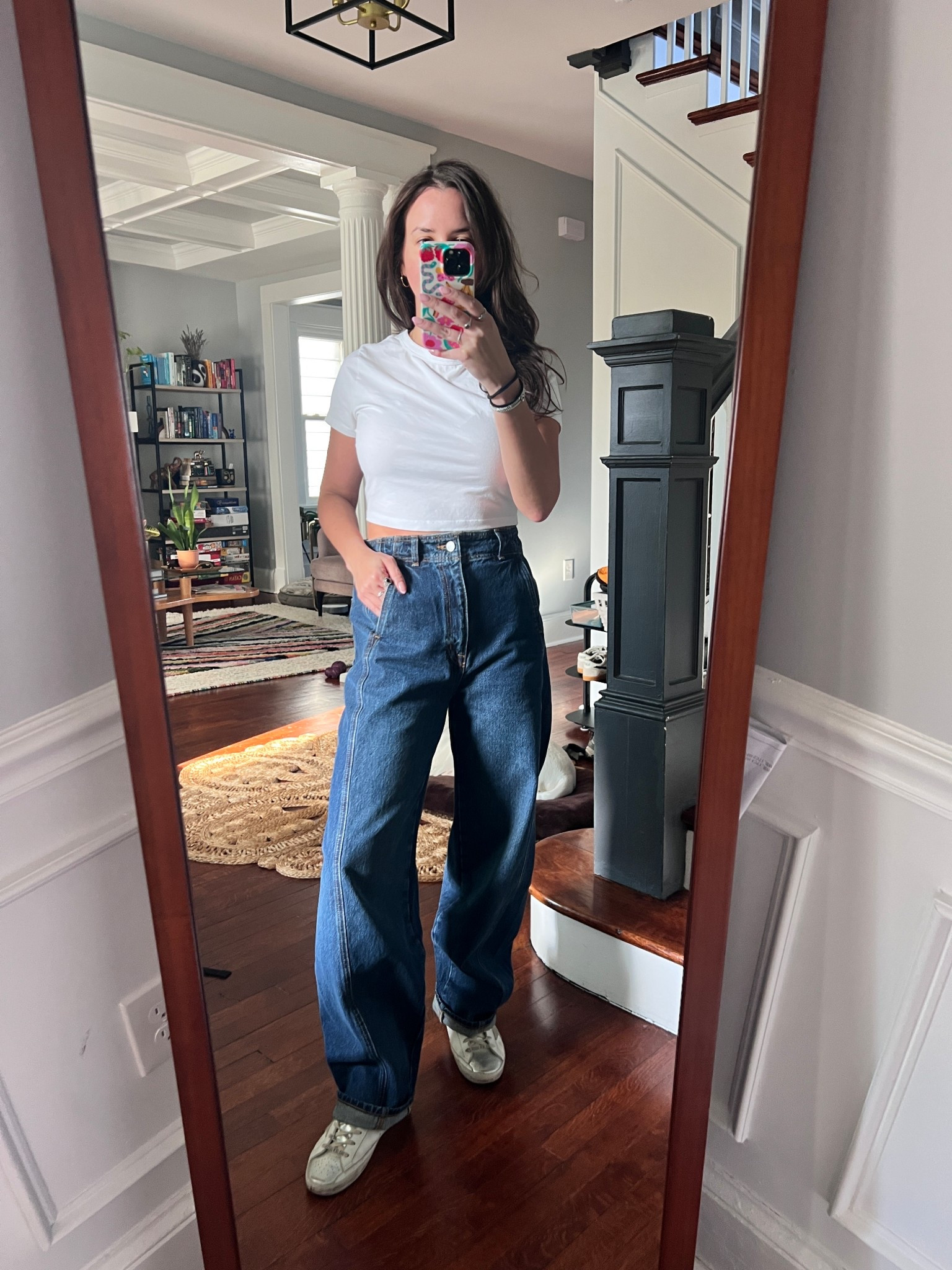 casual outfit. apiece apart jeans. meridian apiece apart. dark denim. spring outfit. crop top. white tee and jeans. spring outfit. 

 #LTKSaleAlert #LTKStyleTip