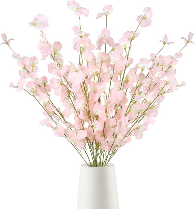 IPOPU 8PCS Artificial Sweet Pea Flowers 39" Fake Pink Flowers Long Stem Artificial Flowers for Ta... | Amazon (US)