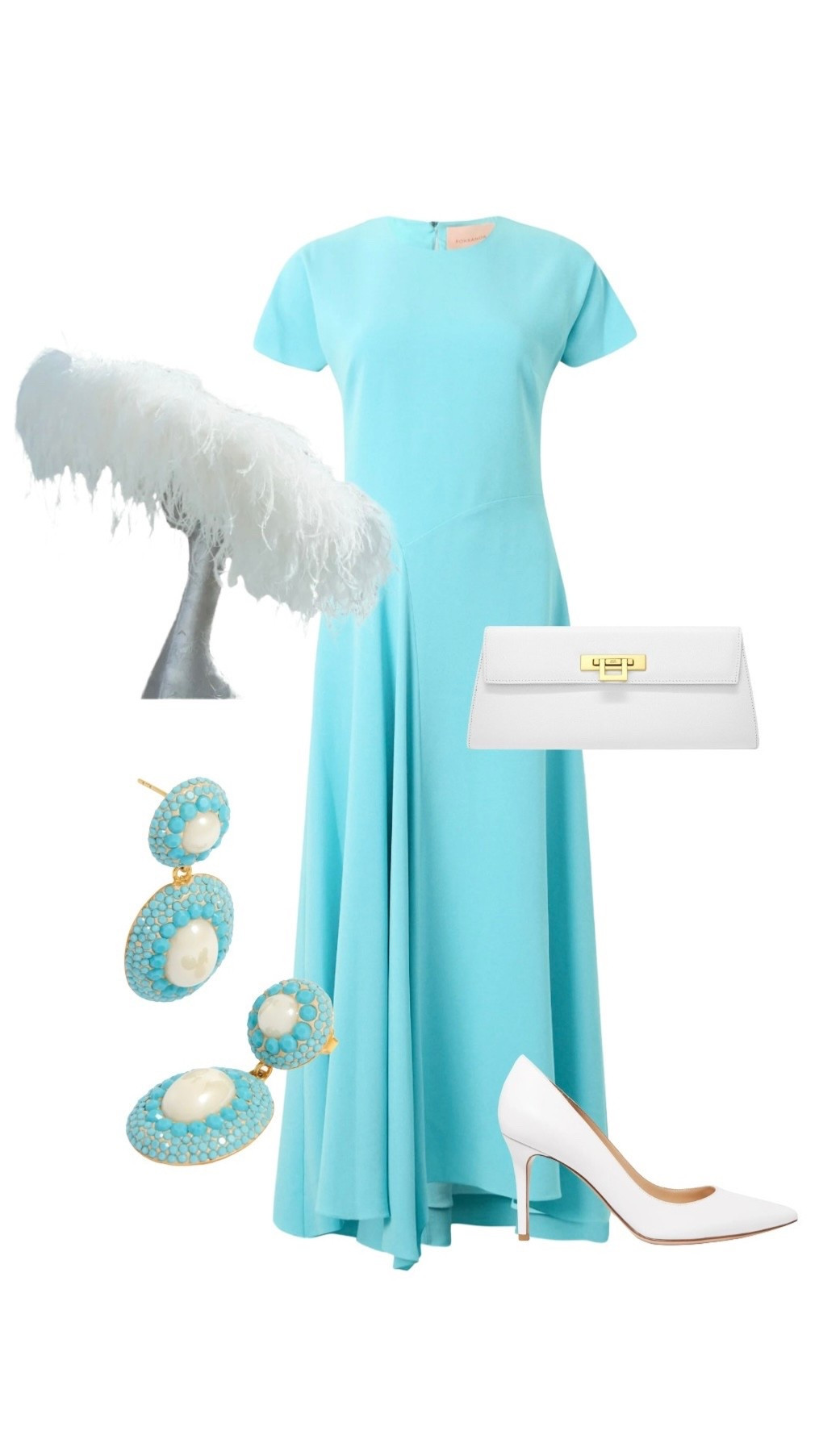 Turquoise and white makes a statement like few other colour pairings for the ultimate Ladies Day at Ascot 🩵🤍🩵

Turquoise Dress - Roksanda on sale at Zalando (not on LTK) 

Turquoise Lace Pearl Drop Earrings - Soru Jewellery

White Leather 85 Heels - Giovanni Rossi (2 heights) - selling fast but still widely available at Farfetch 

White Leather Clutch Bag - Lalage Beaumont 

Luxury Maribou Feather Hat - Etsy

#LTKsummer #LTKdresses #LTKluxury