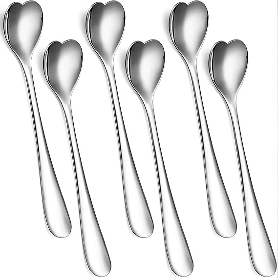 Set of 6 Valentine's Day Dessert Spoons Heart Shaped Spoons Stainless Steel Spoon Mini Coffee Spo... | Amazon (US)