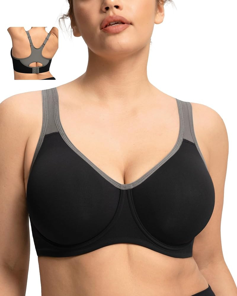 HSIA Sports Bra for Women High Support Large Bust Outside Underwire Adjustable Racerback Unlined ... | Amazon (US)