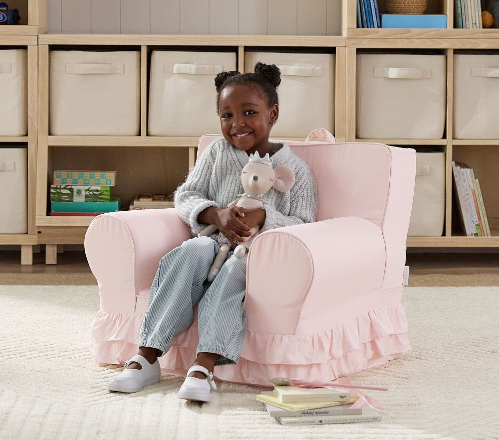 Anywhere Chair®, Dusty Blush Ruffle Slipcover Only | Pottery Barn Kids