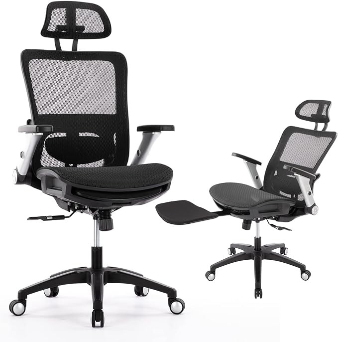 COLAMY Ergonomic Mesh Office Chair with Footrest, High Back Computer Executive Desk Chair with He... | Amazon (US)