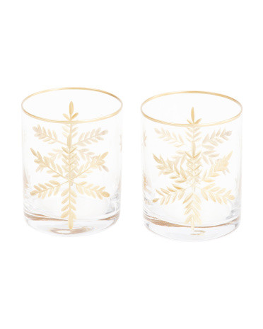 Set Of 2 Snowflake Rim Double Old Fashioned Glasses | TJ Maxx