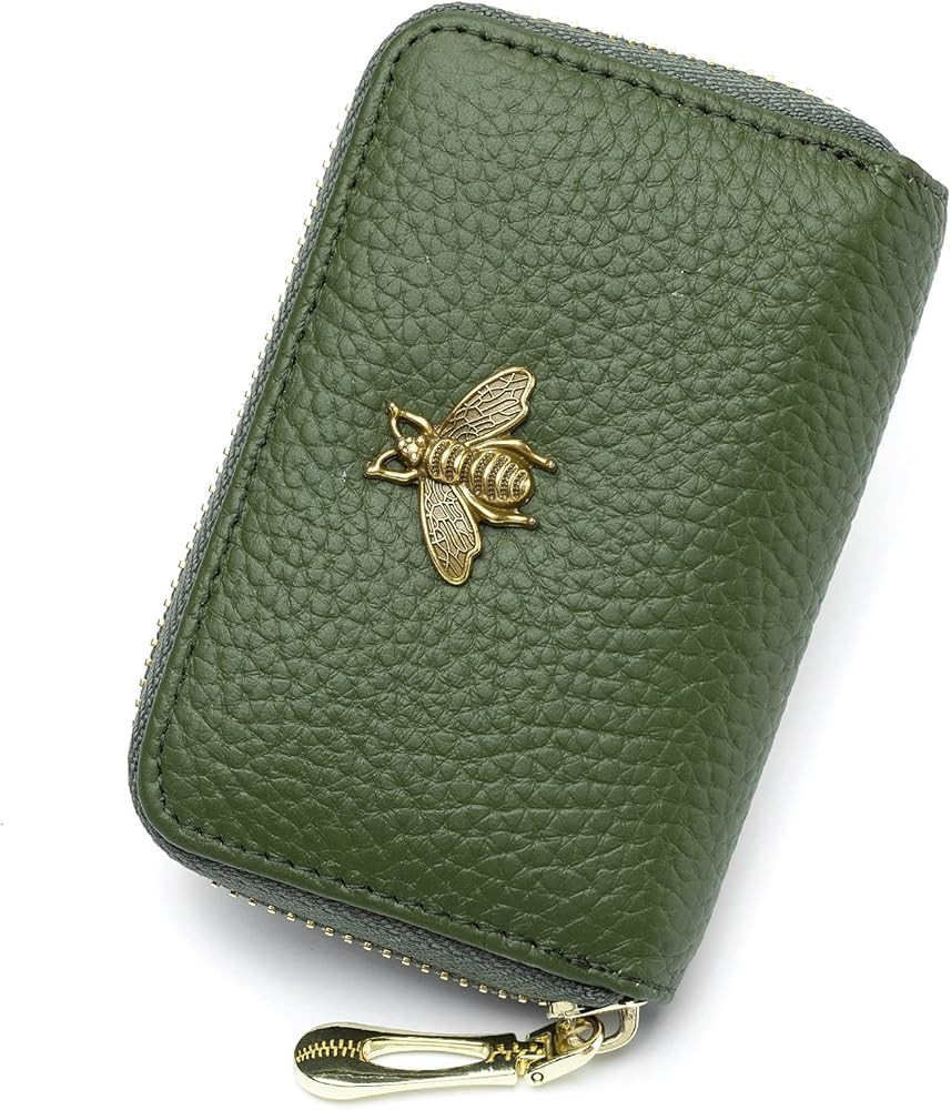 imeetu RFID Credit Card Holder, Small Leather Zipper Card Case Wallet for Women | Amazon (US)