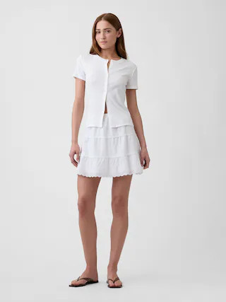 Tiered Eyelet Mini Skirt | Gap Factory