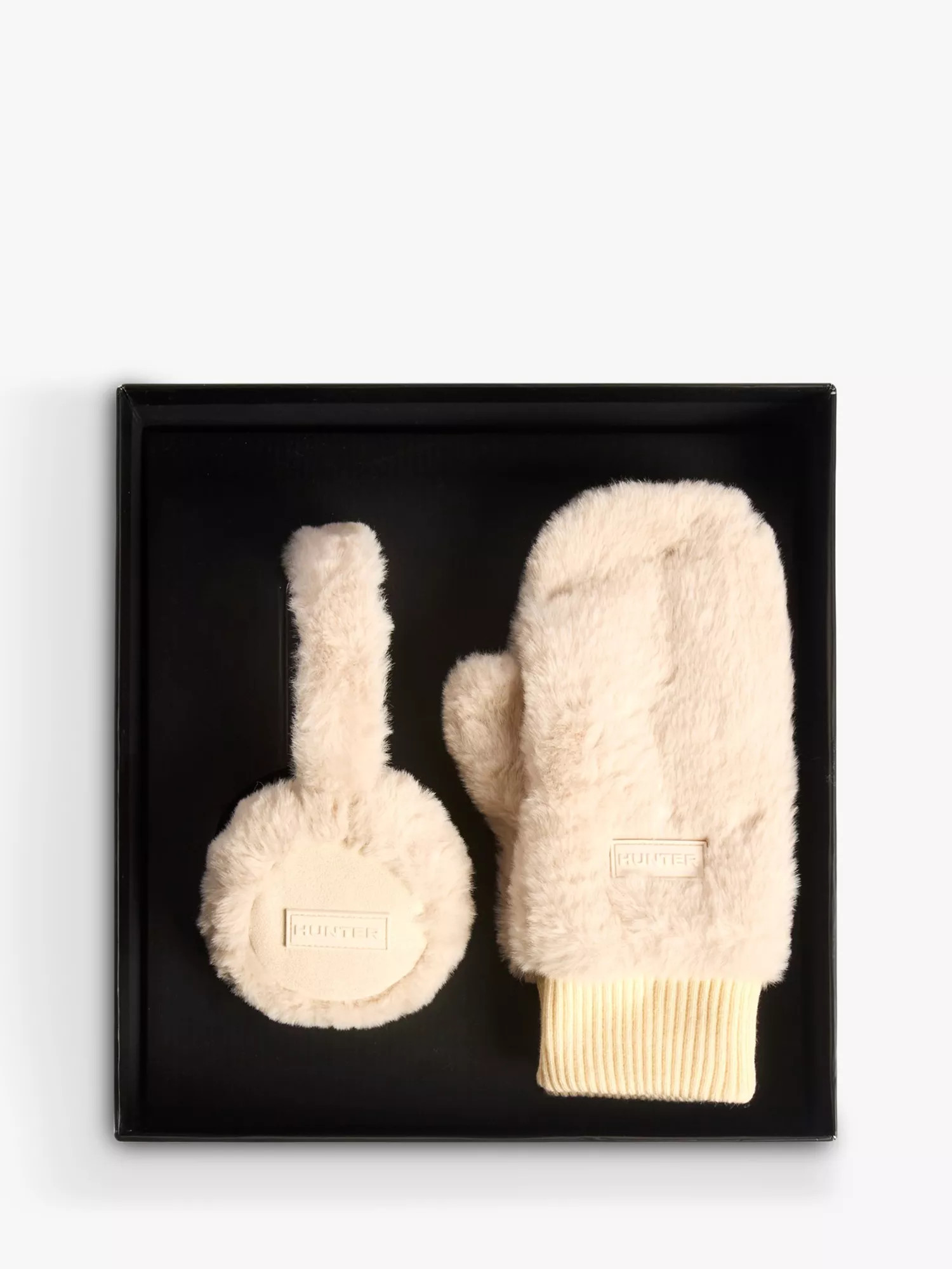 Hunter Blackmail Sherpa Ear Muffs & Mitten Box Set, Gravel | John Lewis (UK)