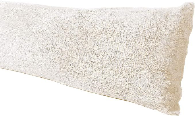 AUCOCU Extra Soft Body Pillow Cover, Sherpa/Microplush Material, 20x54 Inches, Zipper Closure (Cr... | Amazon (US)