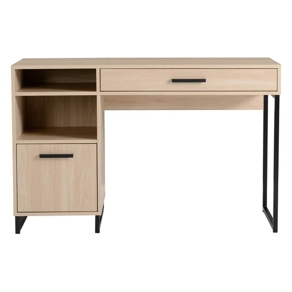 Mainstays Wood & Metal Writing Desk with 1 Drawer and 1 Door for Teen Adult,29.92 in, Natural Fin... | Walmart (US)