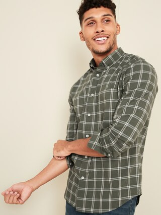 Slim-Fit Built-In Flex Plaid Everyday Shirt for Men | Old Navy (US)