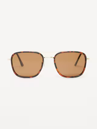 Tortoise Wire-Frame Aviator Sunglasses | Old Navy (US)