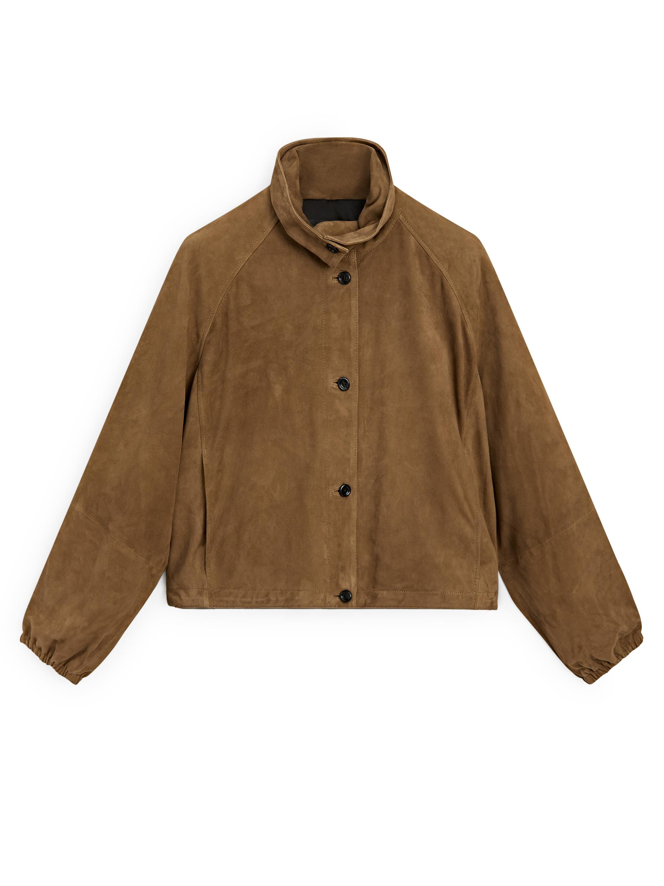 Short suede leather bomber jacket | Massimo Dutti UK