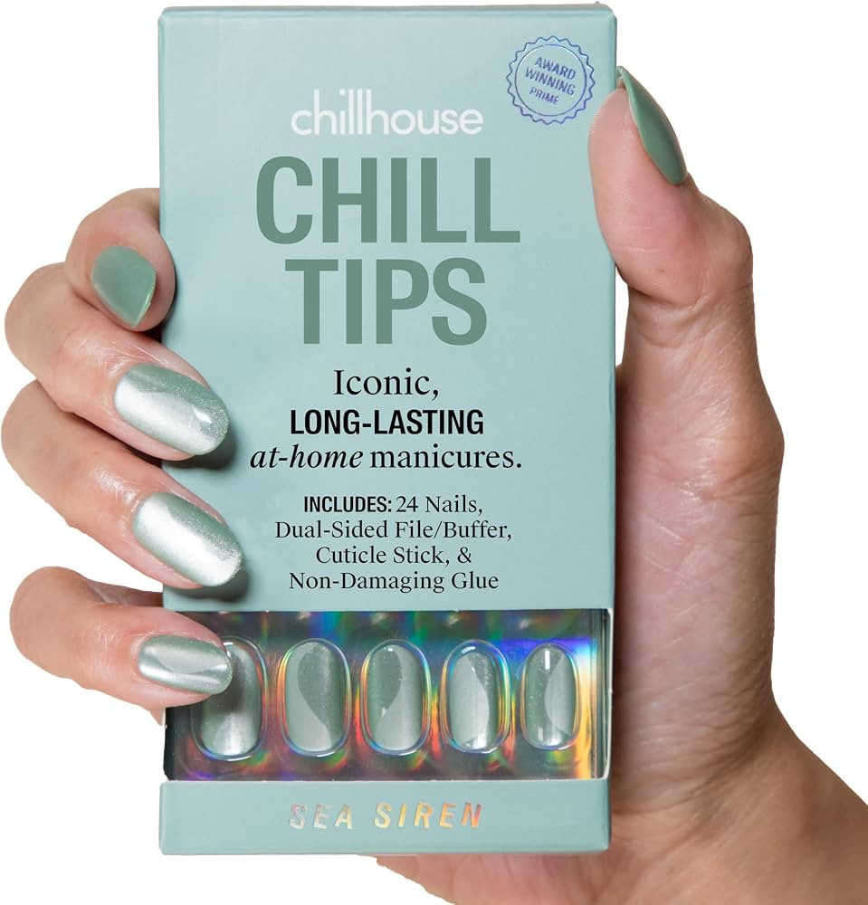 Chillhouse - Chill Tips, Press on Nails Kit - Sea Siren (Oval) - 30 Nail Shapes & Sizes - Up to 3... | Amazon (US)